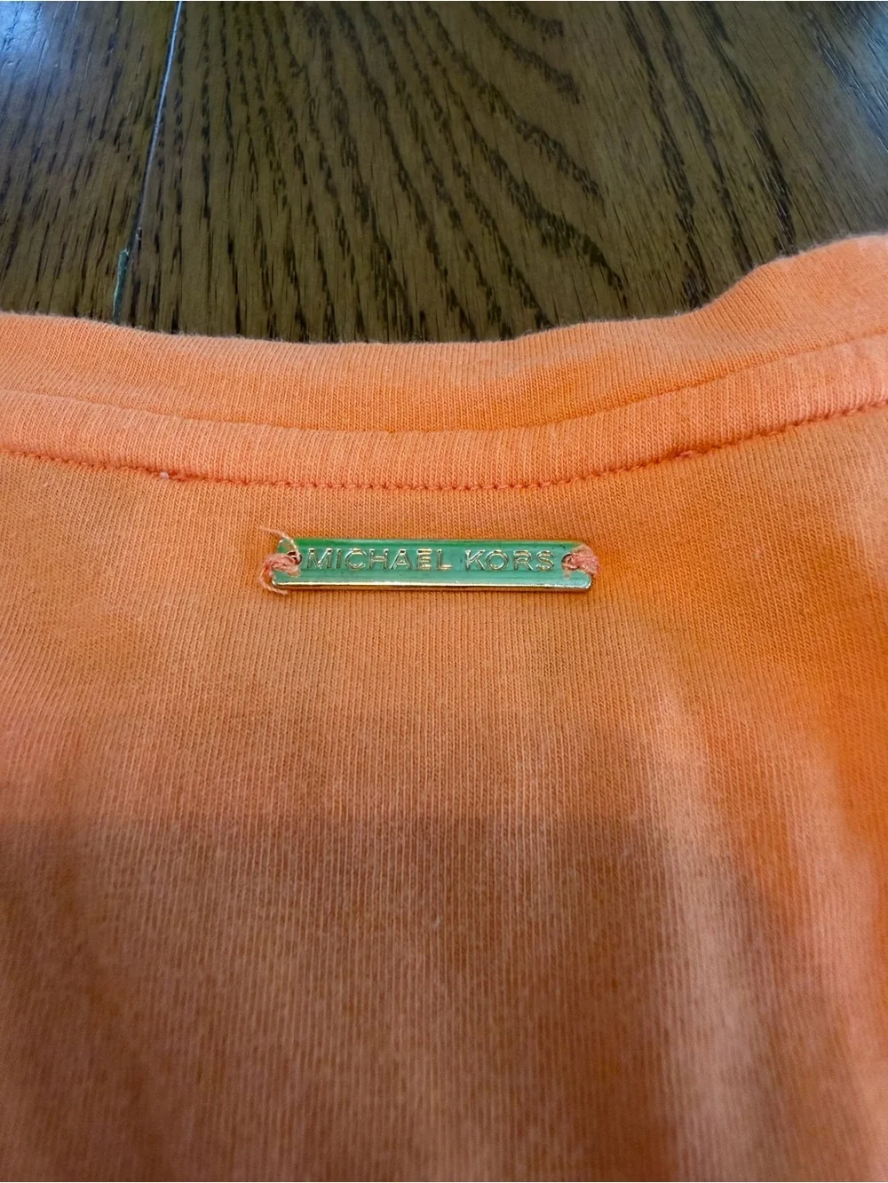 Micheal Kors Bright Orange Short-Sleeve Ruched Side Dress